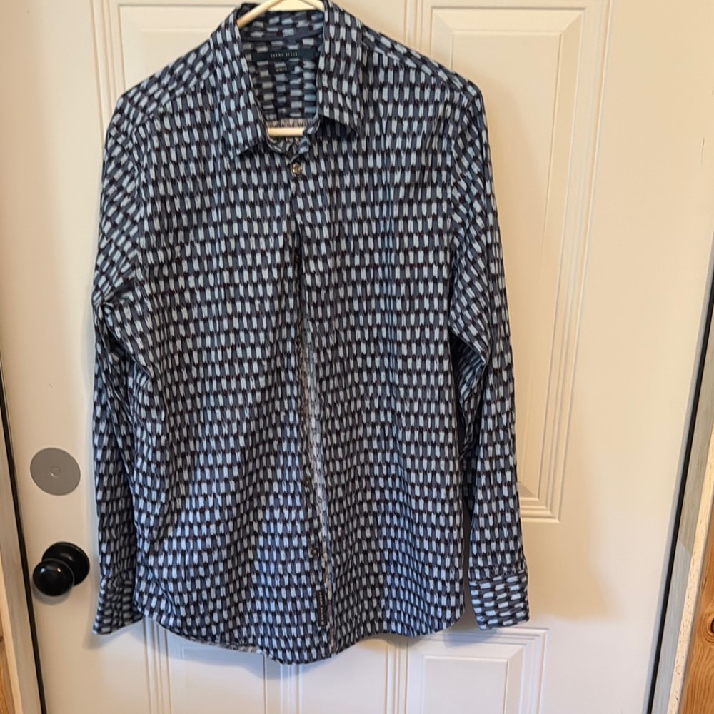 Perry Ellis Navy and red Abstract Shirt, large